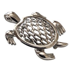 Monet Silver Tone Turtle Brooch Pin Open Weave Turtle Shell Signed Vintage EUC